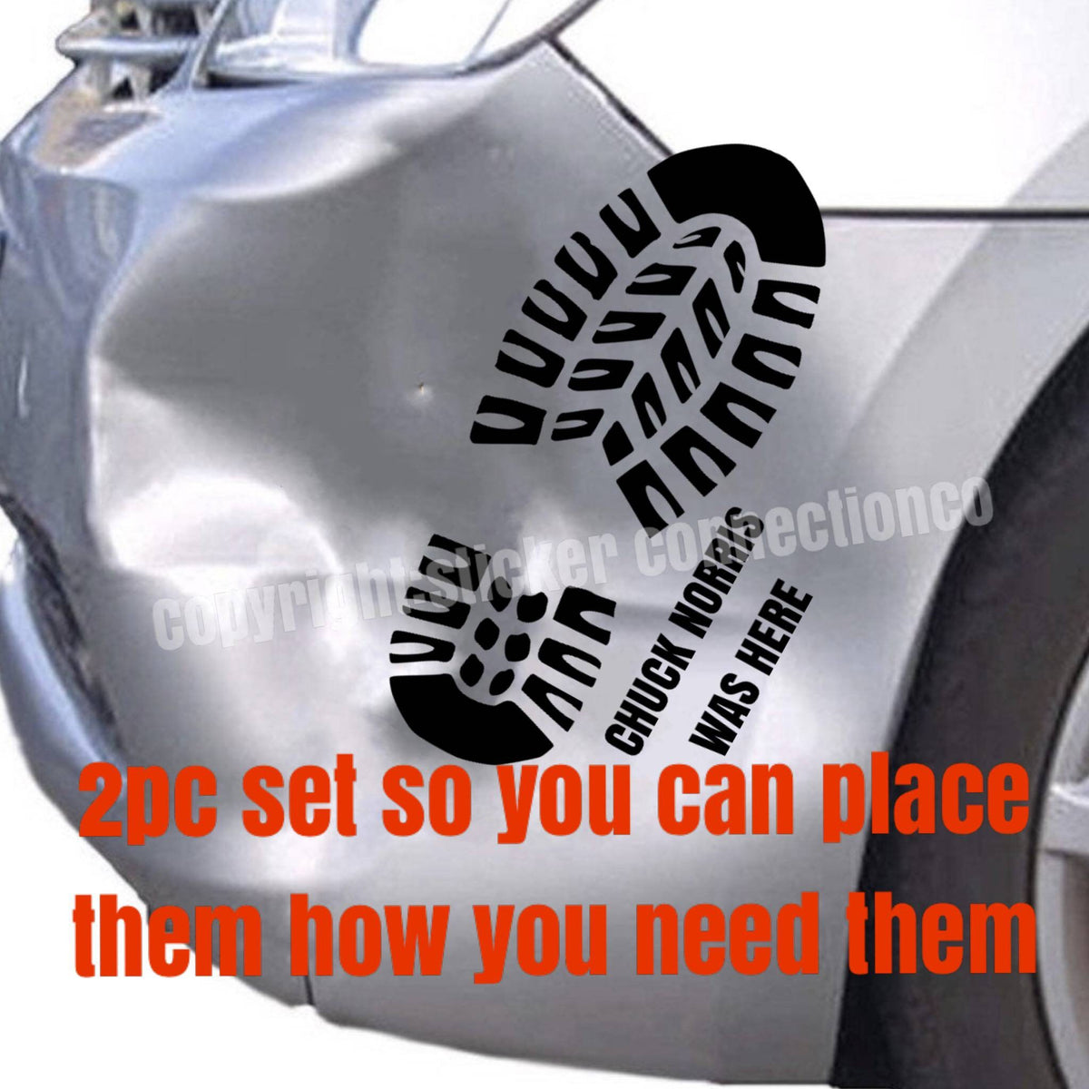 Was Here Boot Print Car Decal vinyl decal, funny dent splat – view 2