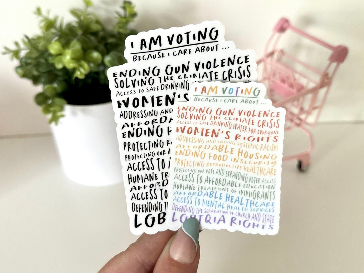 I Am Voting Because I Care About… sticker, human rights – view 3
