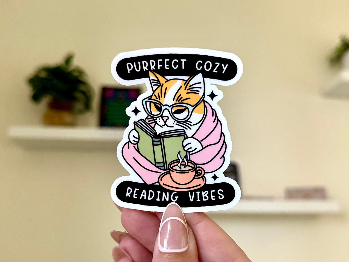 Purrfect Cozy Reading Vibes Cat sticker