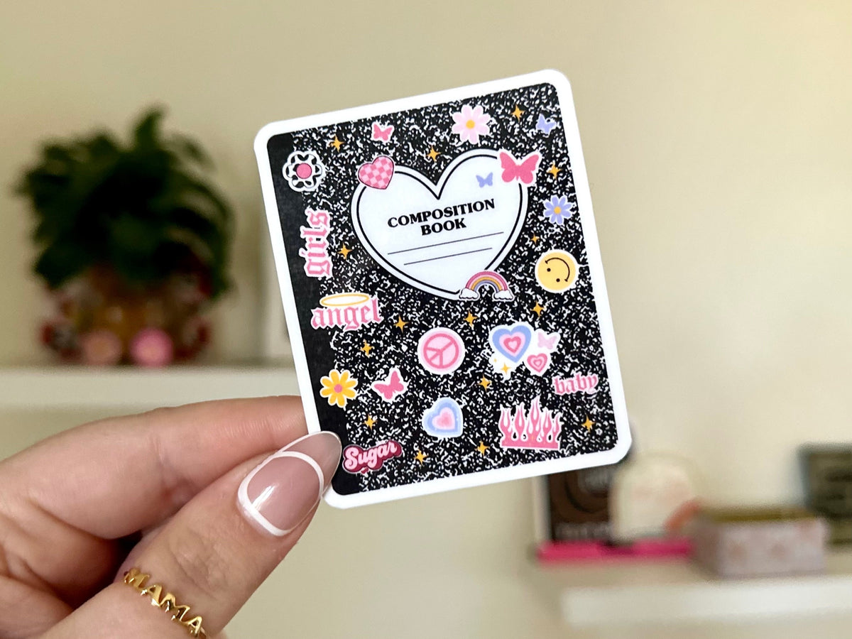2000s Composition Notebook sticker, vintage designs
