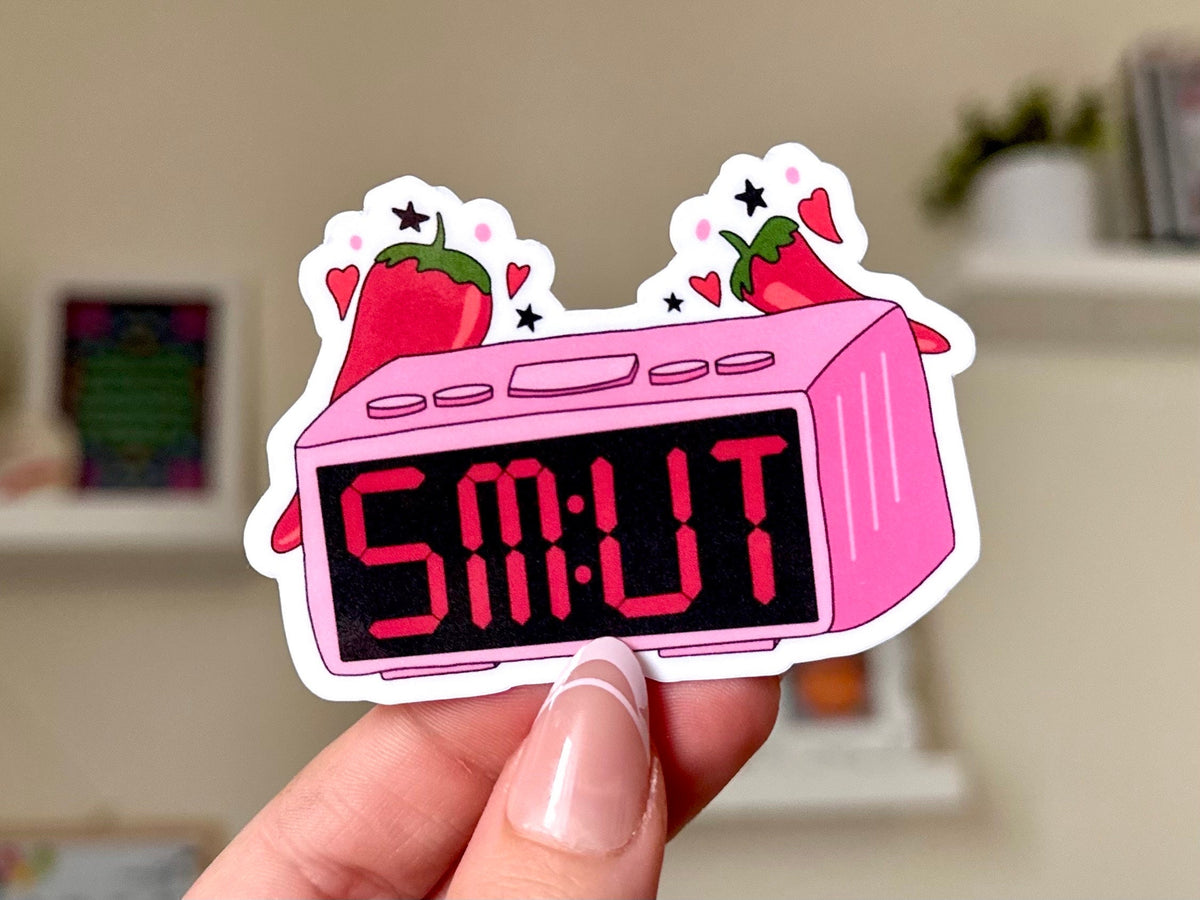 Smut O Clock sticker, reading girl