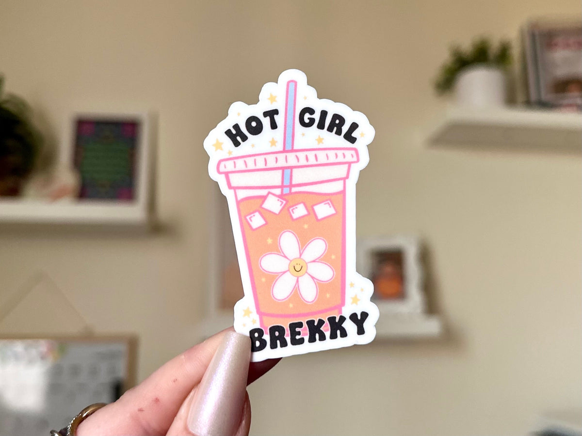 Hot Girl Brekky sticker, coffee lover