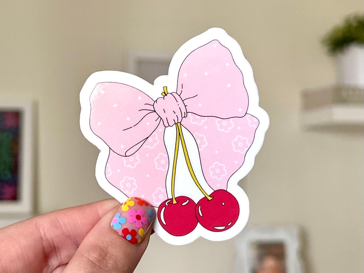 Coquette Cherry Bow sticker