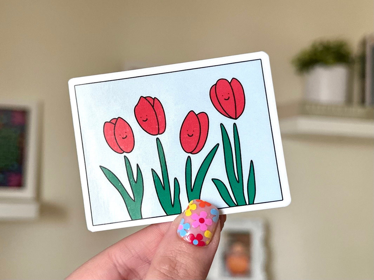 Happy Red Tulips sticker