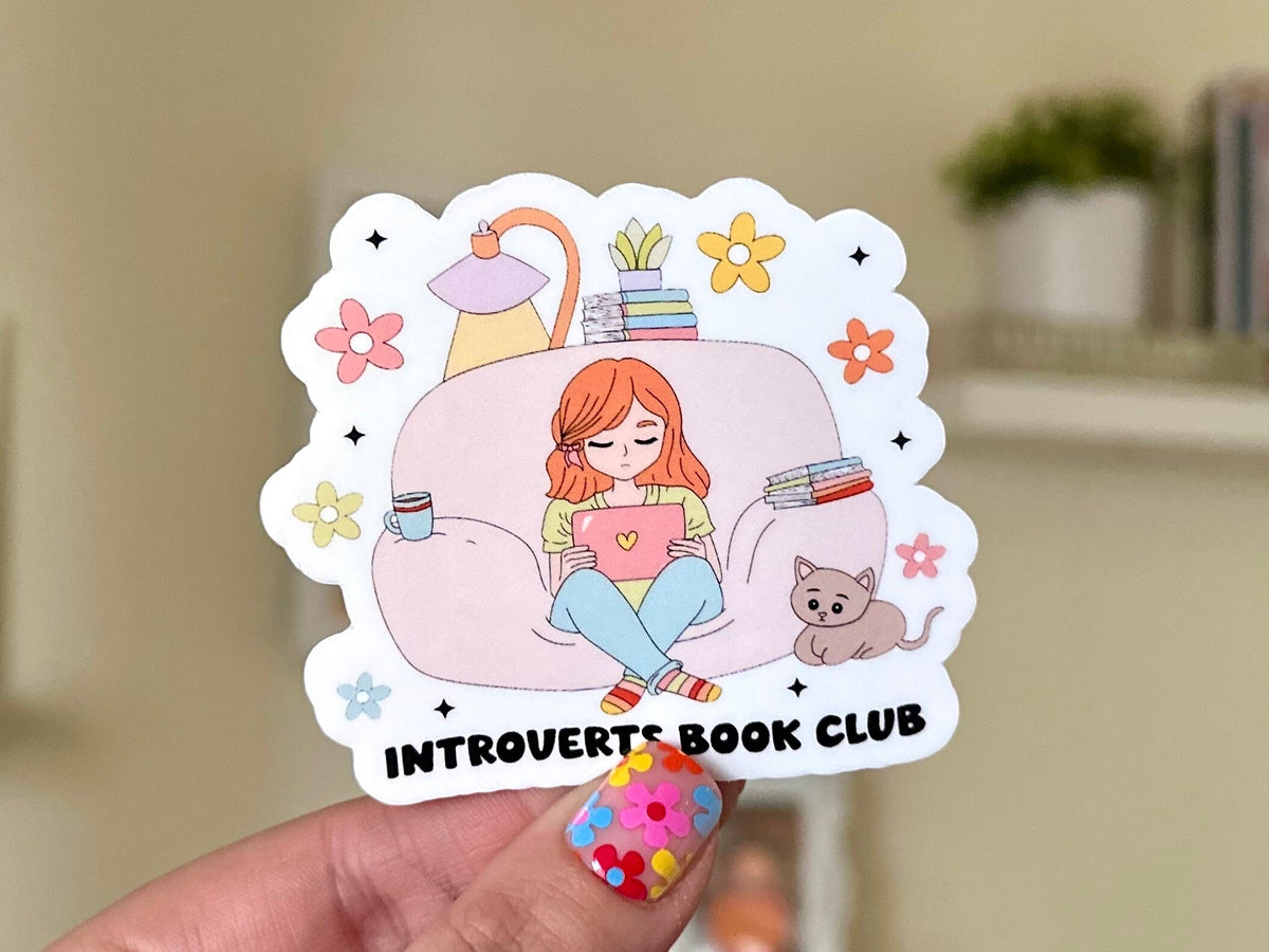 Introverts Book Club Red Head sticker