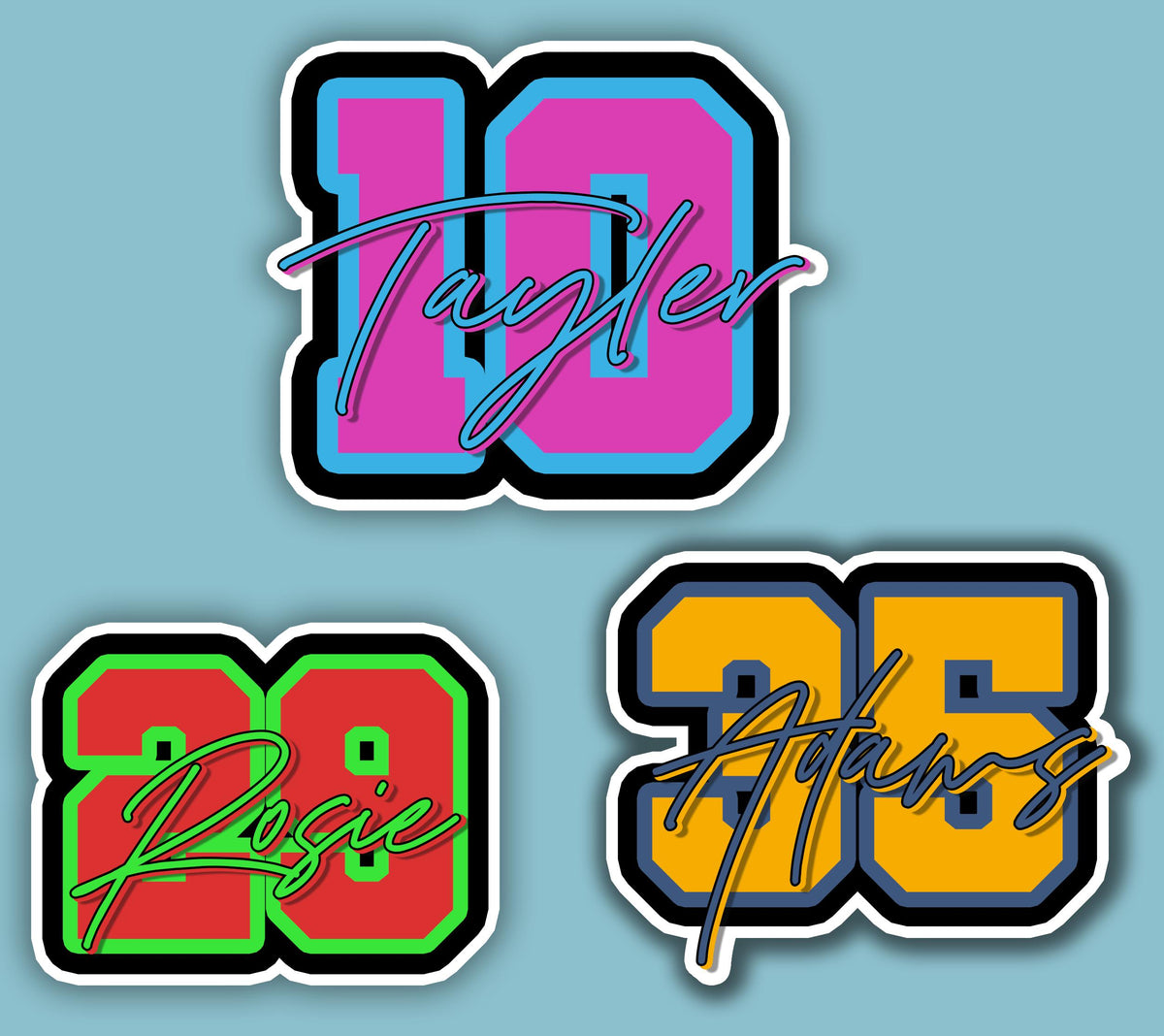 Custom Baseball & Softball Name and Number Decal by Stickreews — view 3