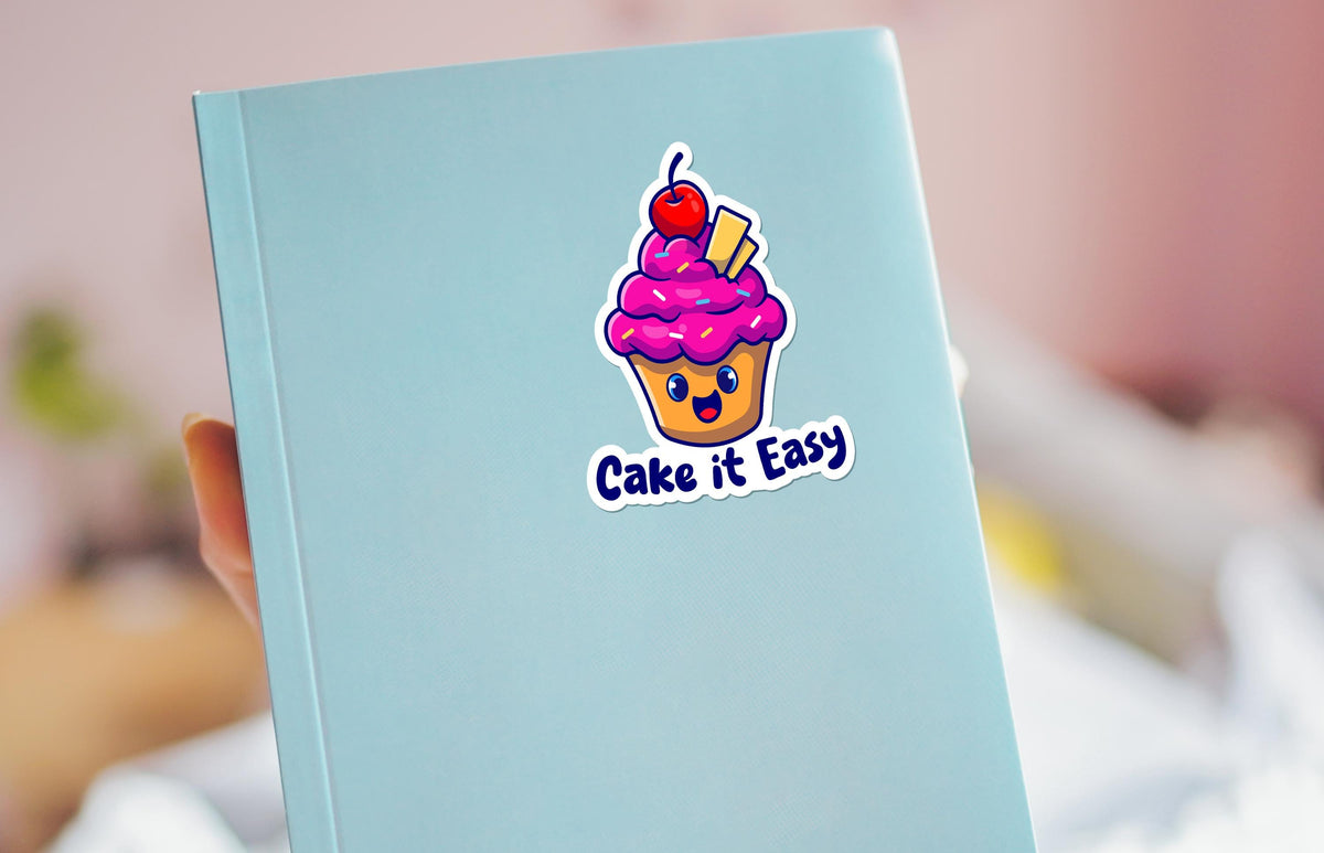 Cake It Easy sticker, funny pun design – view 4