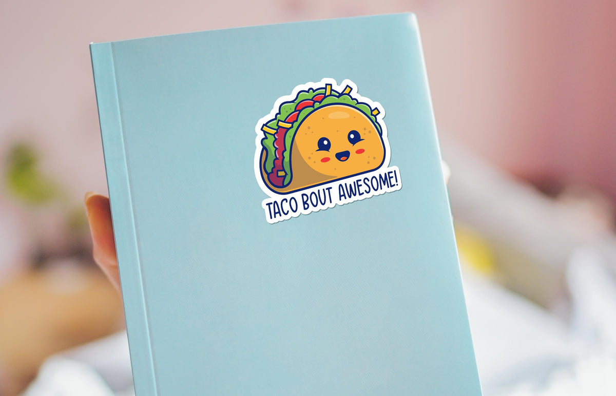 Taco Bout Awesome sticker, fun pun design – view 4