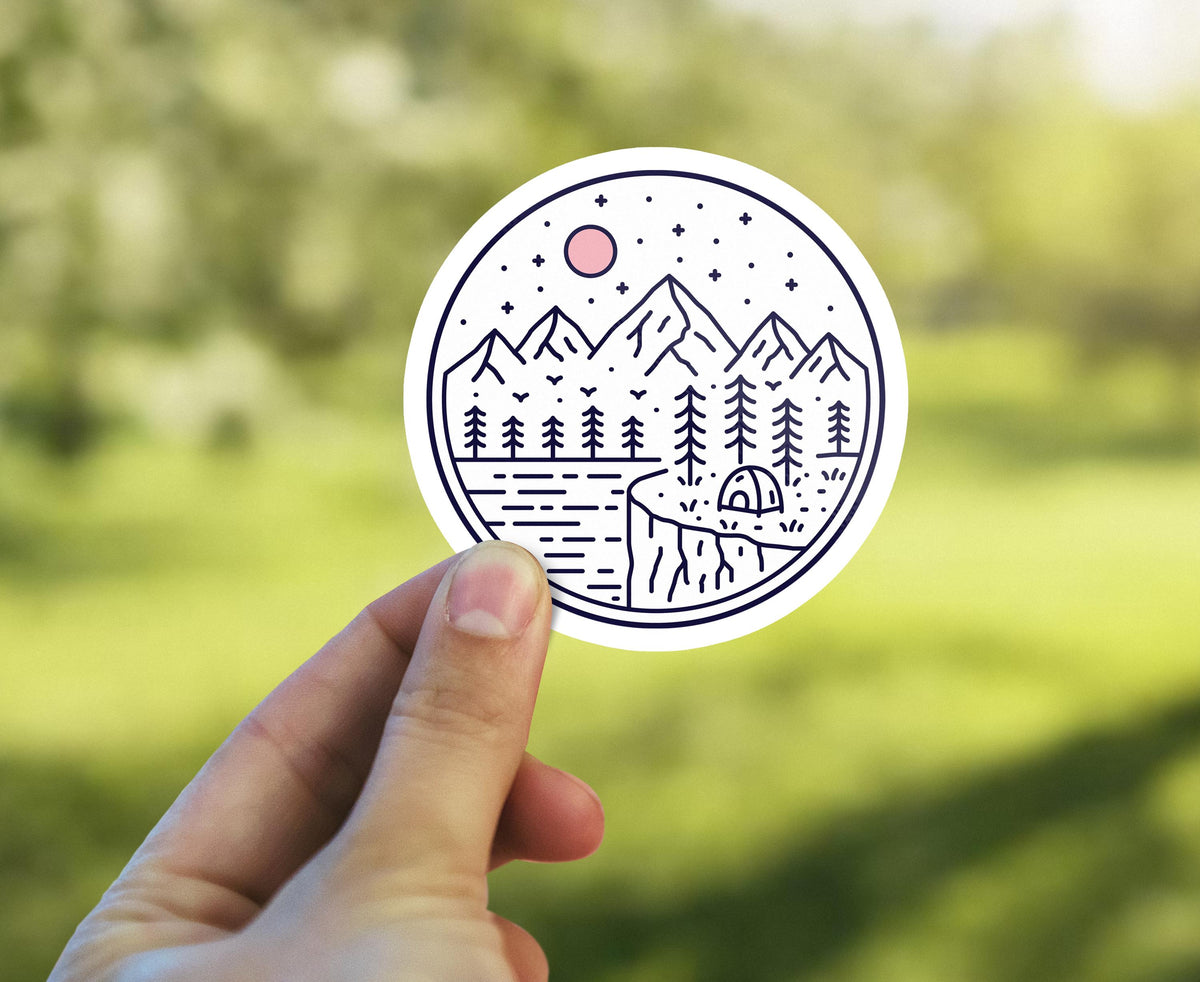 Camping Circle Outline sticker – view 4