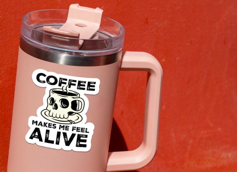 Coffee Makes Me Feel Alive sticker, sarcastic humor – view 4