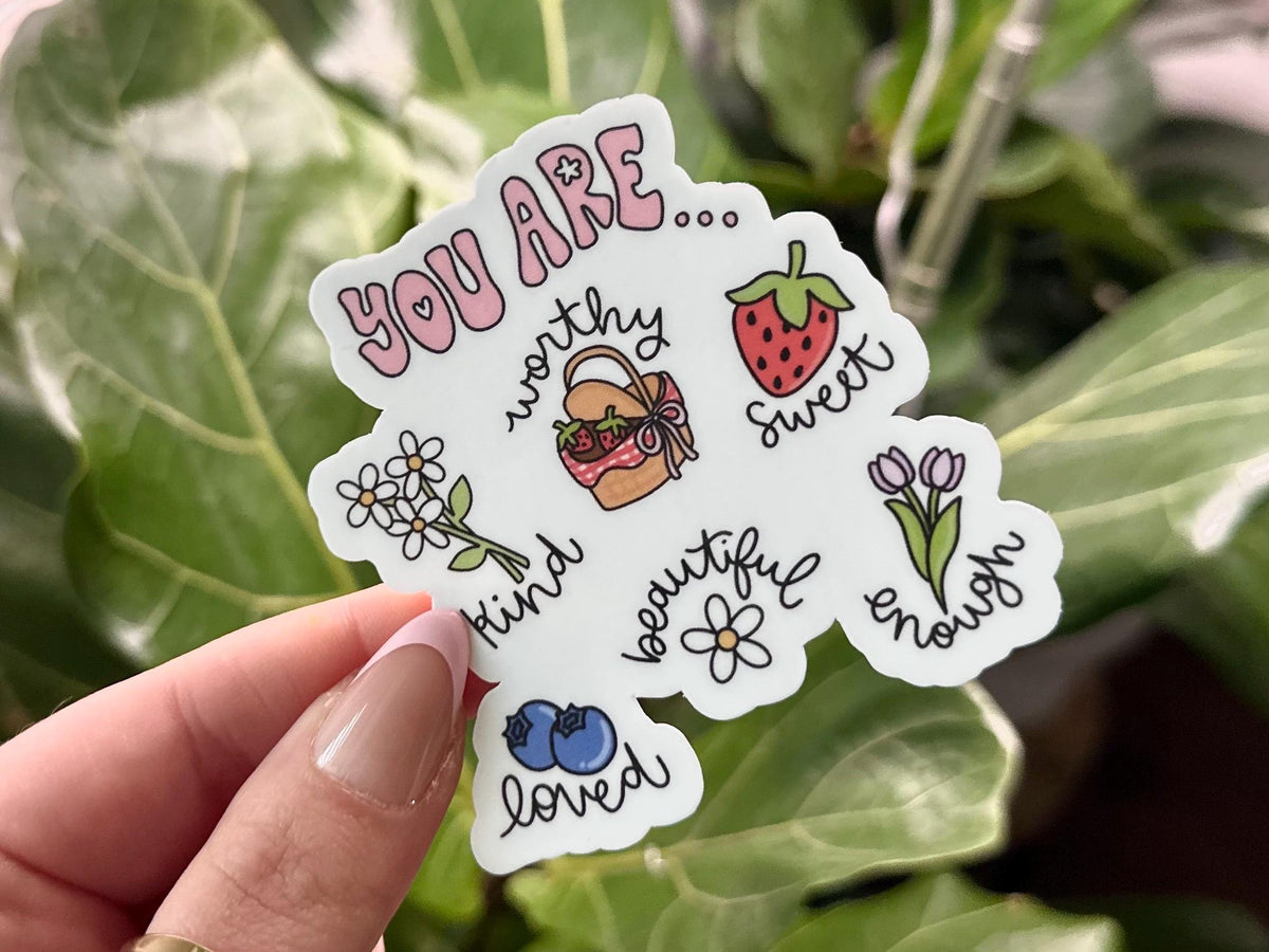Kind Worthy Loved sticker