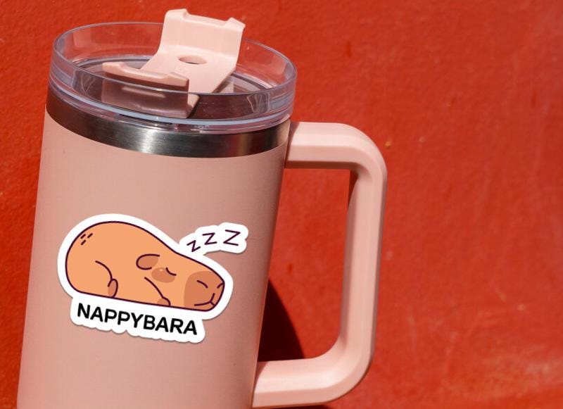Nappybara sticker, cute sleeping capybara – view 4
