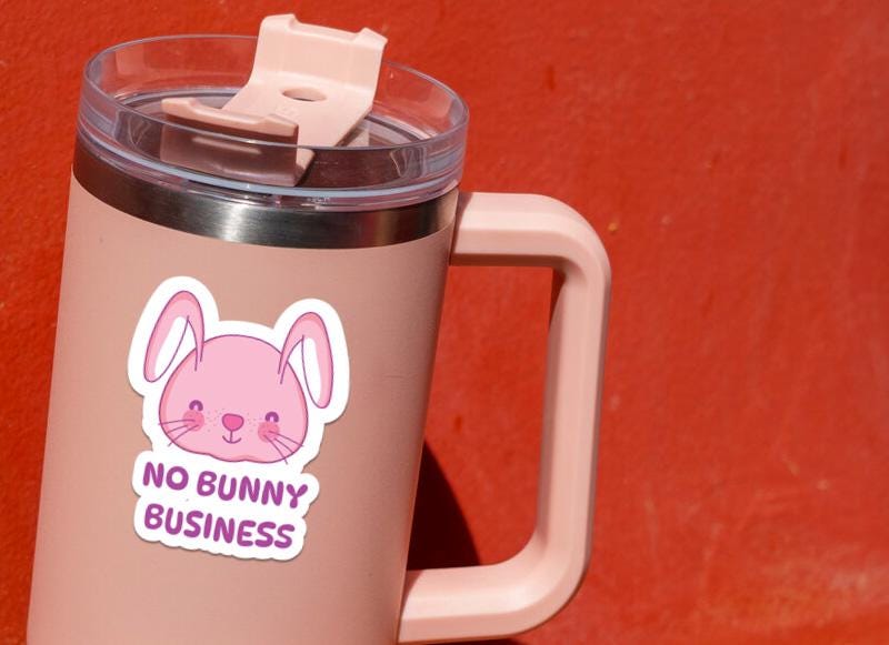 No Bunny Business sticker, cute rabbit pun – view 4