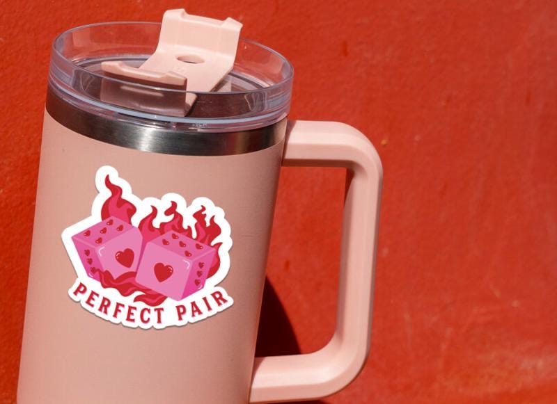 Perfect Pair sticker, cute dice with hearts – view 4