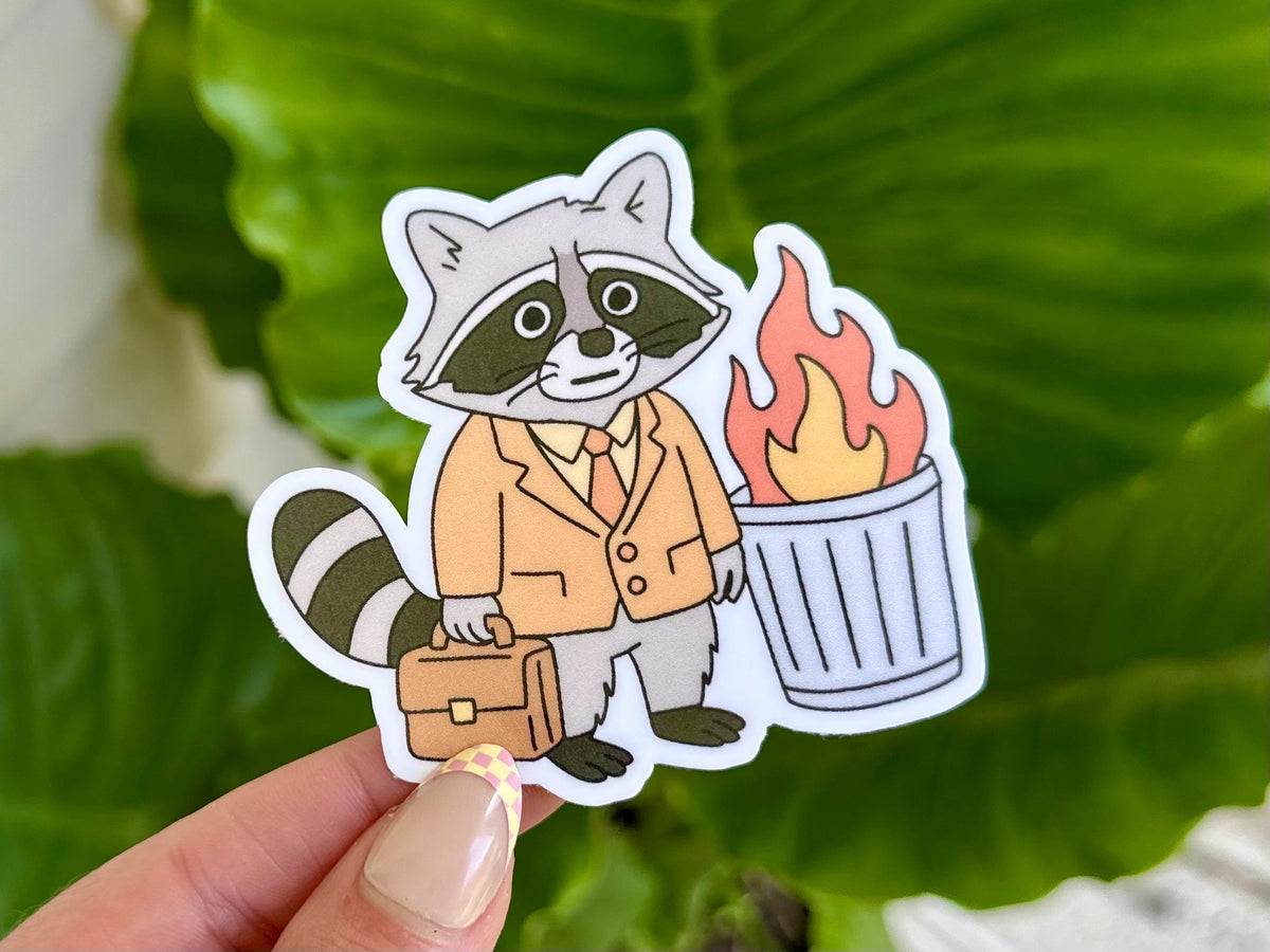 Adulting Raccoon sticker