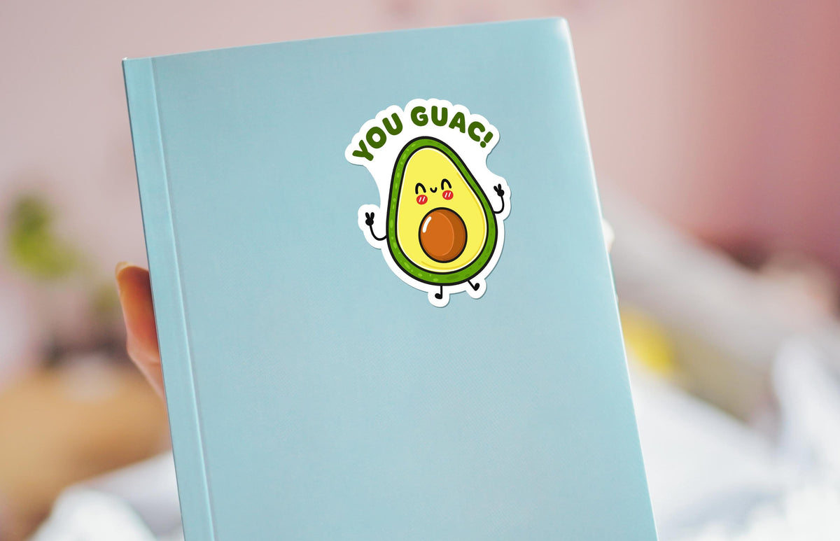 You Guac (You Rock Pun) sticker, cute avocado love pun – view 4
