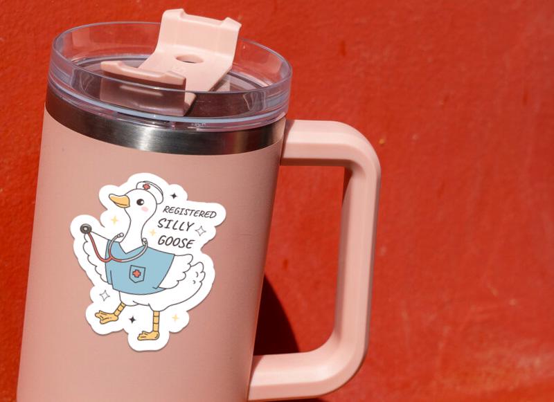 Registered Silly Goose Nurse sticker, cute goose humor for rn life – view 4