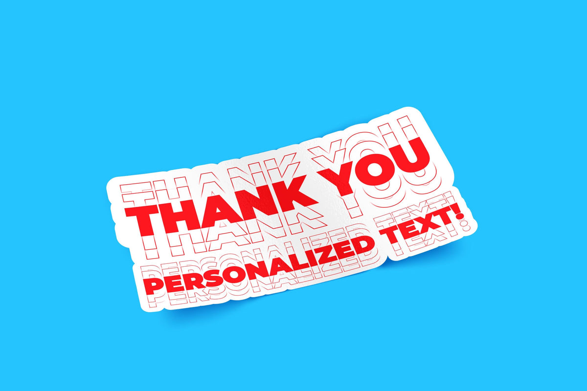 Personalized Outline Text sticker, retro thank you bag style – view 4