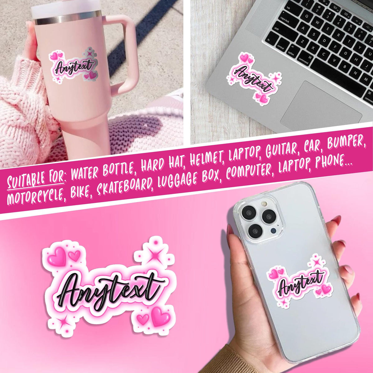 Custom Retro Heart Pastel Name Sticker by Stickreews — view 3
