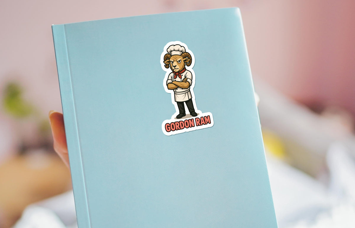 Gordon Ram sticker, angry ram chef pun – view 4
