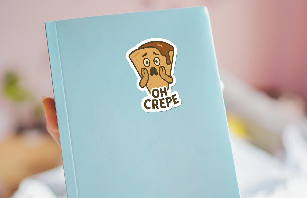 Oh Crepe ! Oh Crap! Funny Food Pun sticker, cute dessert humor – view 4