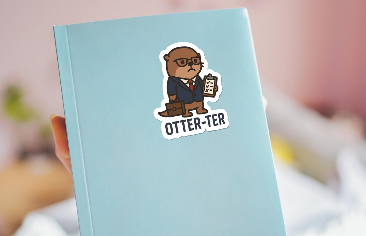 Otter-Ter Auditor sticker, cute otter with clipboard – view 4
