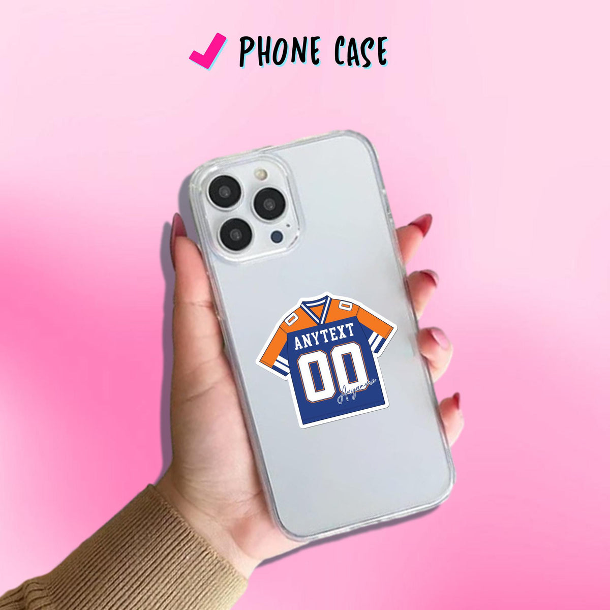 Custom football team shirt sticker with a name, number and extra text – view 7