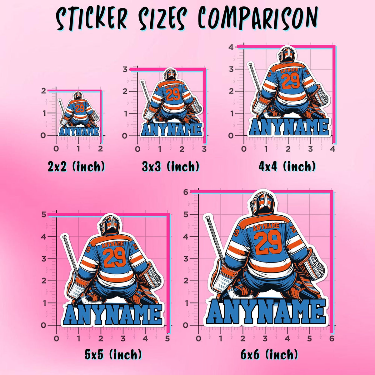 Custom Hockey Goalie Name & Number Sticker by Stickreews — view 3