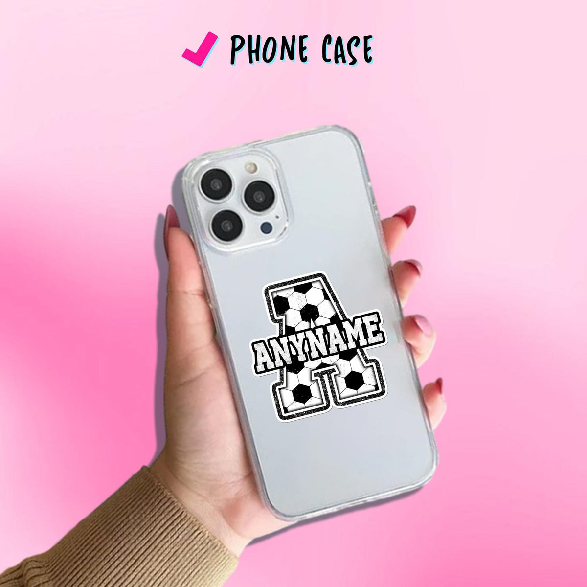 Custom soccer sticker with a big initial and a name – view 6