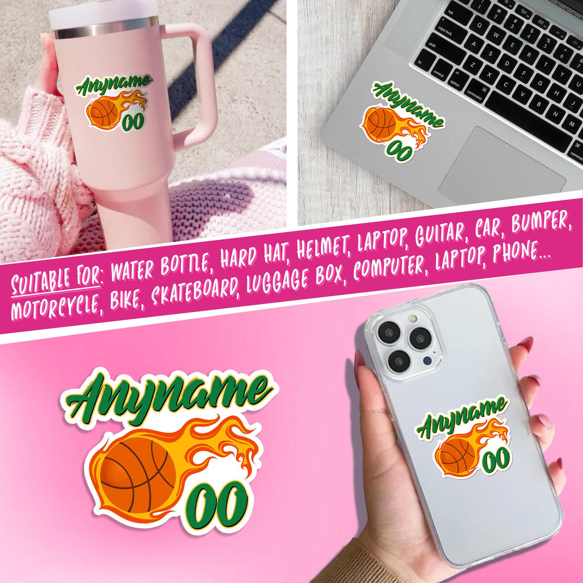 Custom basketball player sticker with a name and number plus an outline color – view 7