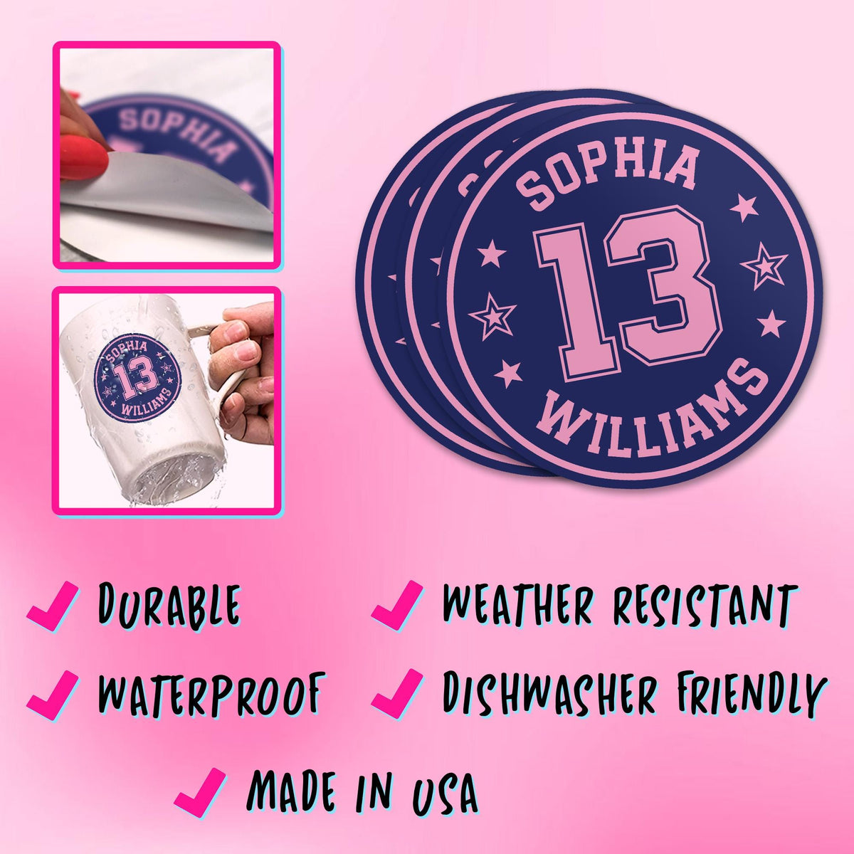 Custom baseball bat knob sticker with a name and number – view 7