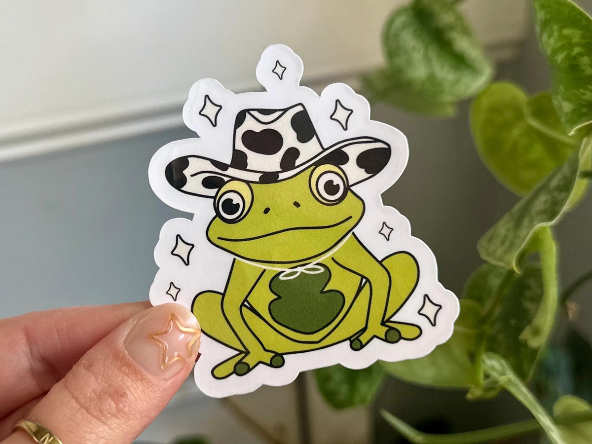 Frog W Cow Hat sticker