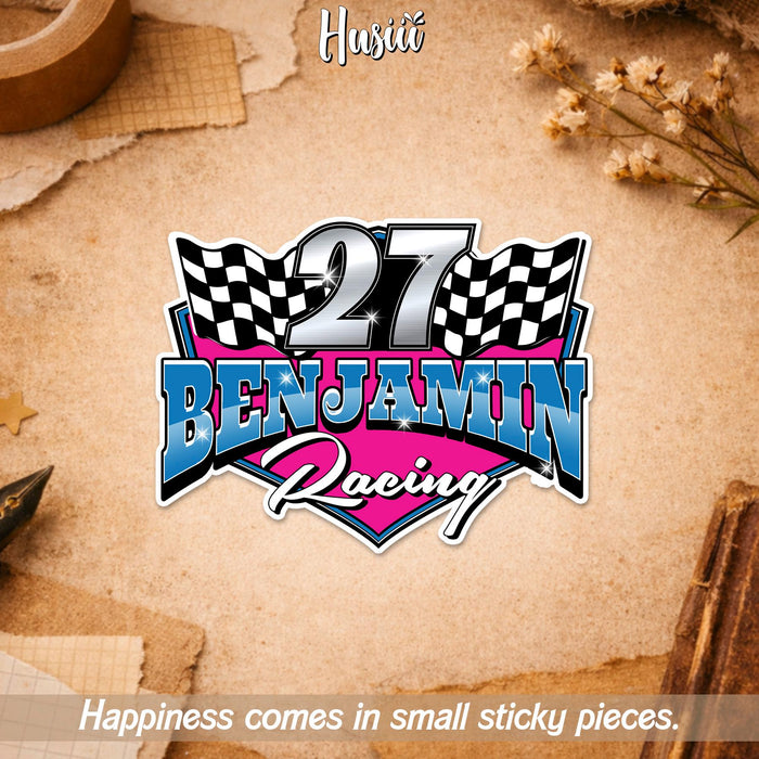 Custom motocross number and name sticker in two colors