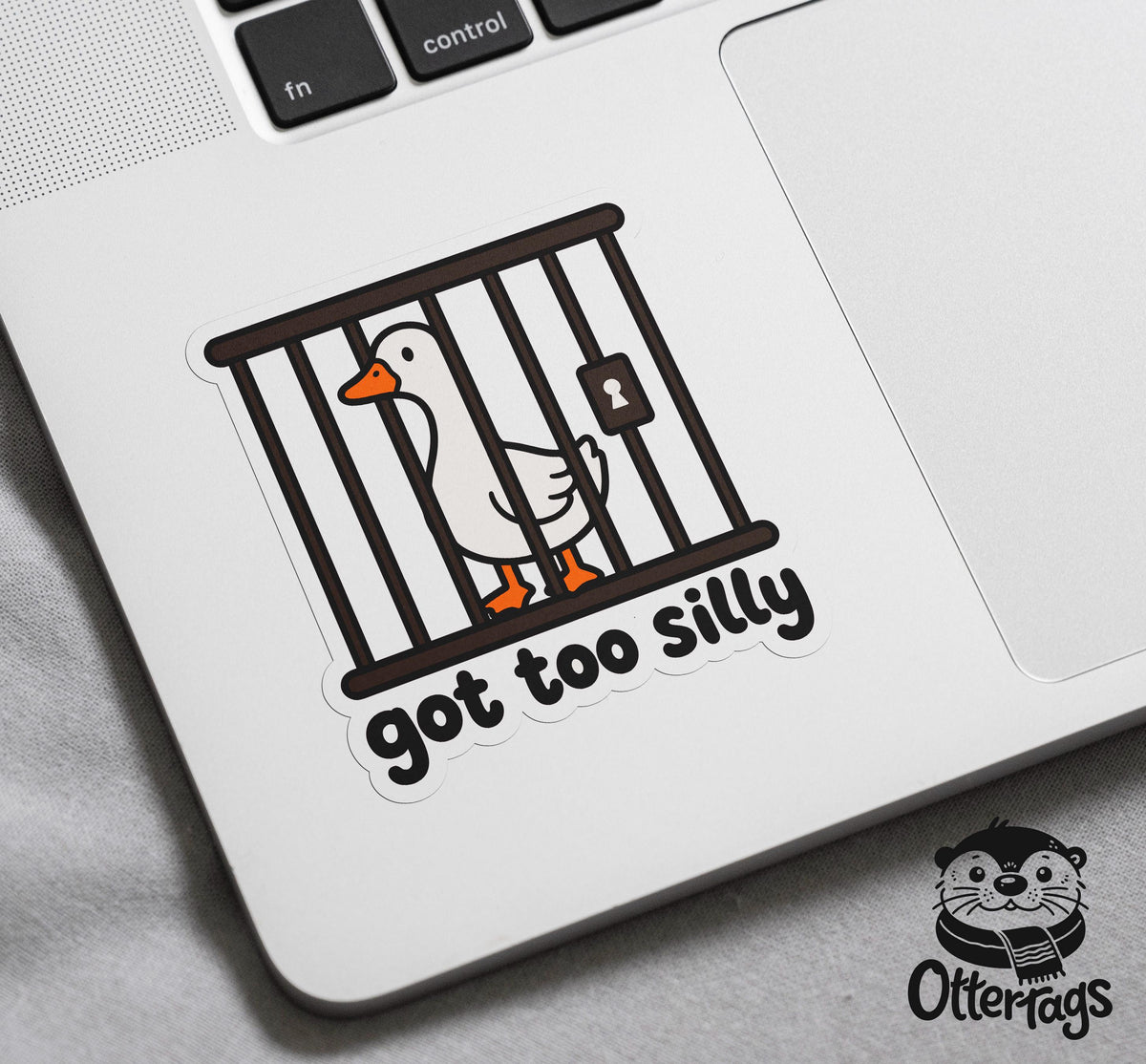 Got Too Silly Goose sticker, funny goose in jail – view 4