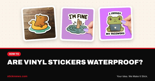 Are vinyl stickers waterproof blog banner with capybara duck floatie, I’m Fine and frog vinyl stickers