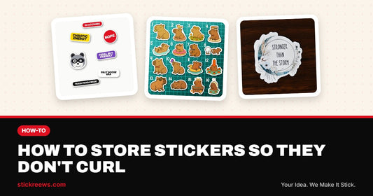 How to store stickers banner with a meme sticker pack, a capybara sticker sheet and a Stronger Than the Storm sticker