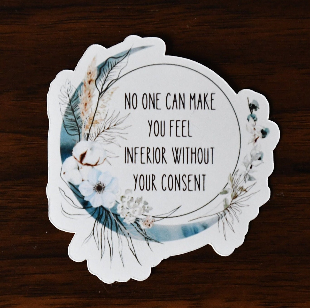 Eleanor Roosevelt Quote sticker, uplifting blue boho moon