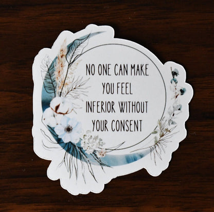 Eleanor Roosevelt Quote sticker, uplifting blue boho moon