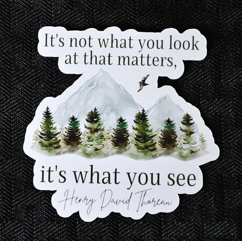 It's Not What You Look at It's What You See sticker, inspirational henry david thoreau quote