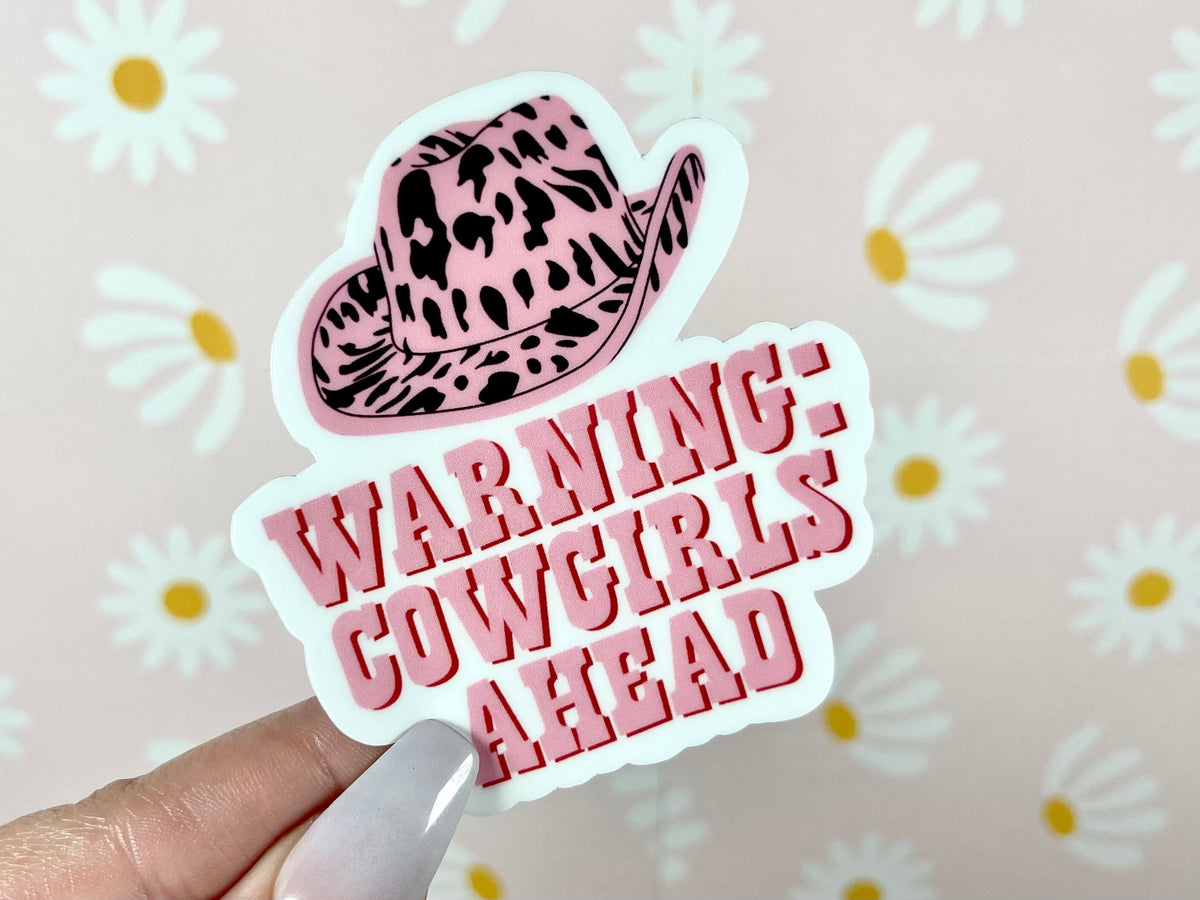 Warning Cowgirls Ahead sticker, cowgirl hat – view 4