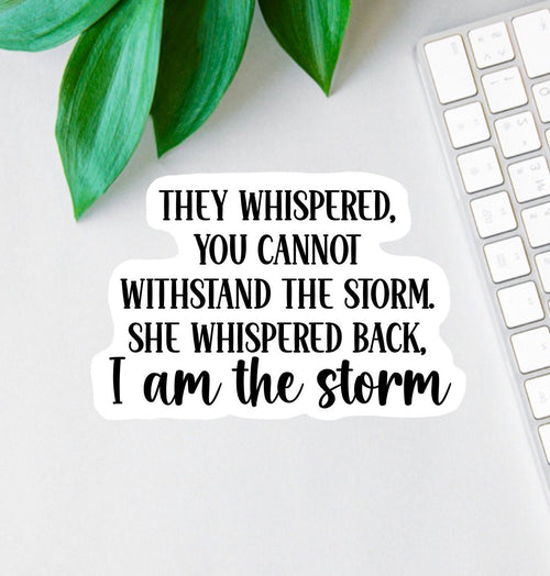 I Am the Storm sticker, warrior quote