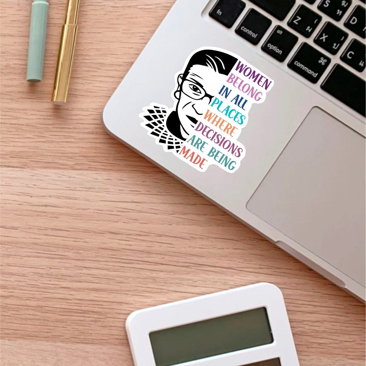 Women Belong in All Places sticker, rbg quote – view 2
