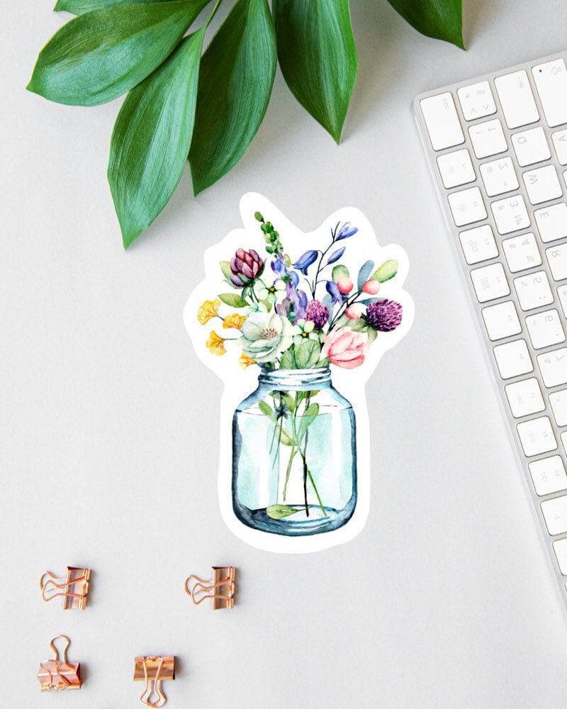 Flower Mason Jar sticker
