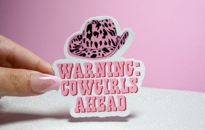 Warning Cowgirls Ahead sticker, cowgirl hat – view 3
