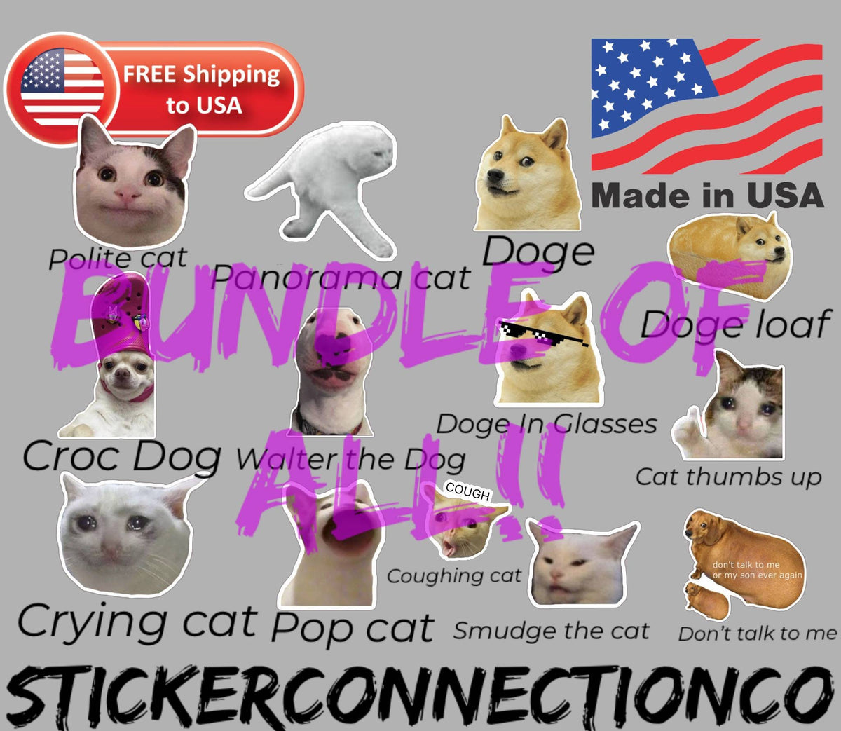 Animal Meme Sticker die-cut vinyl sticker