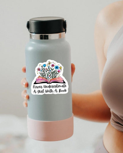 Never Underestimate a Girl with a Book sticker – view 4
