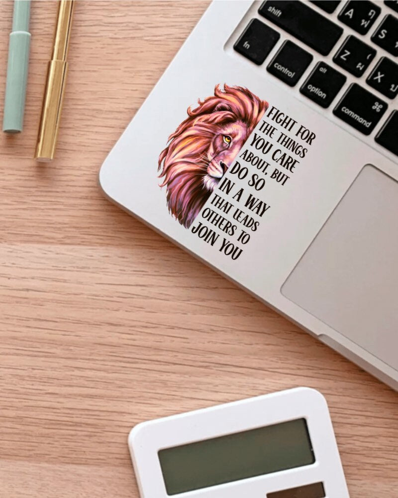 Fight for the Things You Care About sticker, rbg quote – view 3