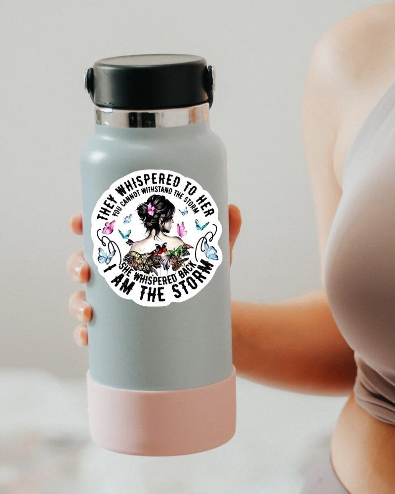 I Am the Storm sticker, warrior quote – view 3