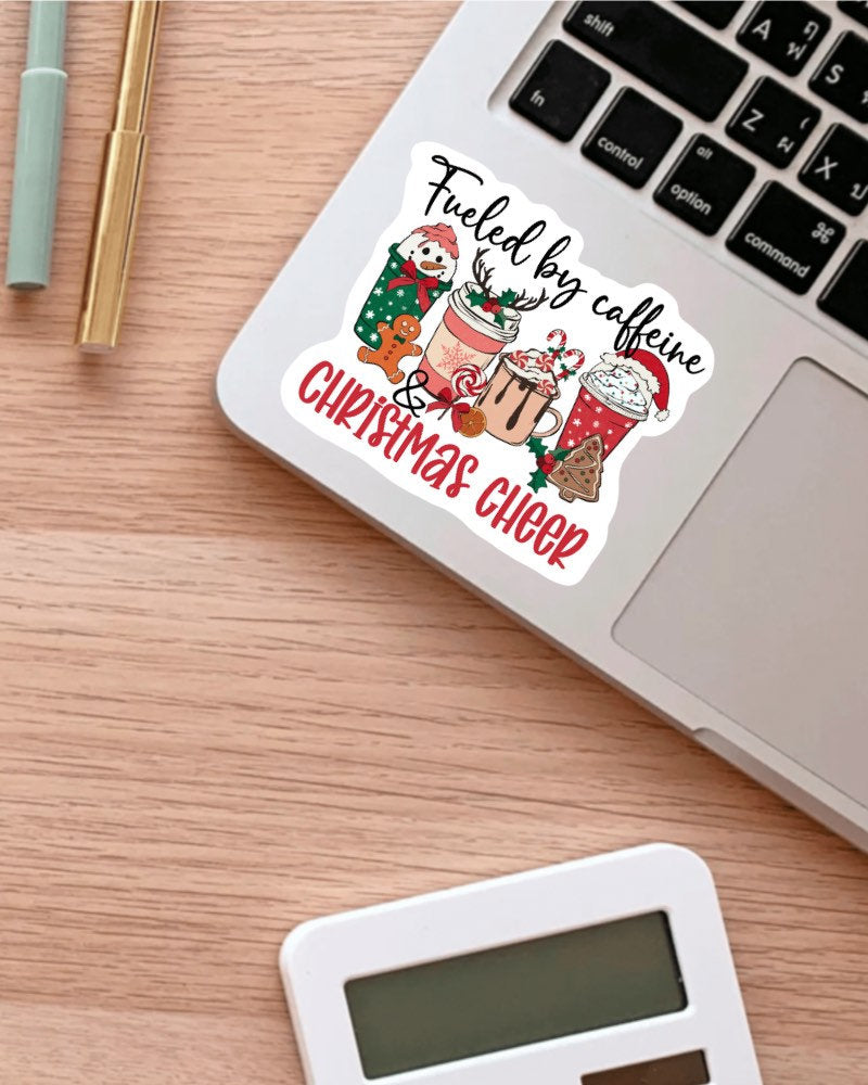 Fueled by Caffeine & Christmas Cheer sticker, winter vibe – view 2