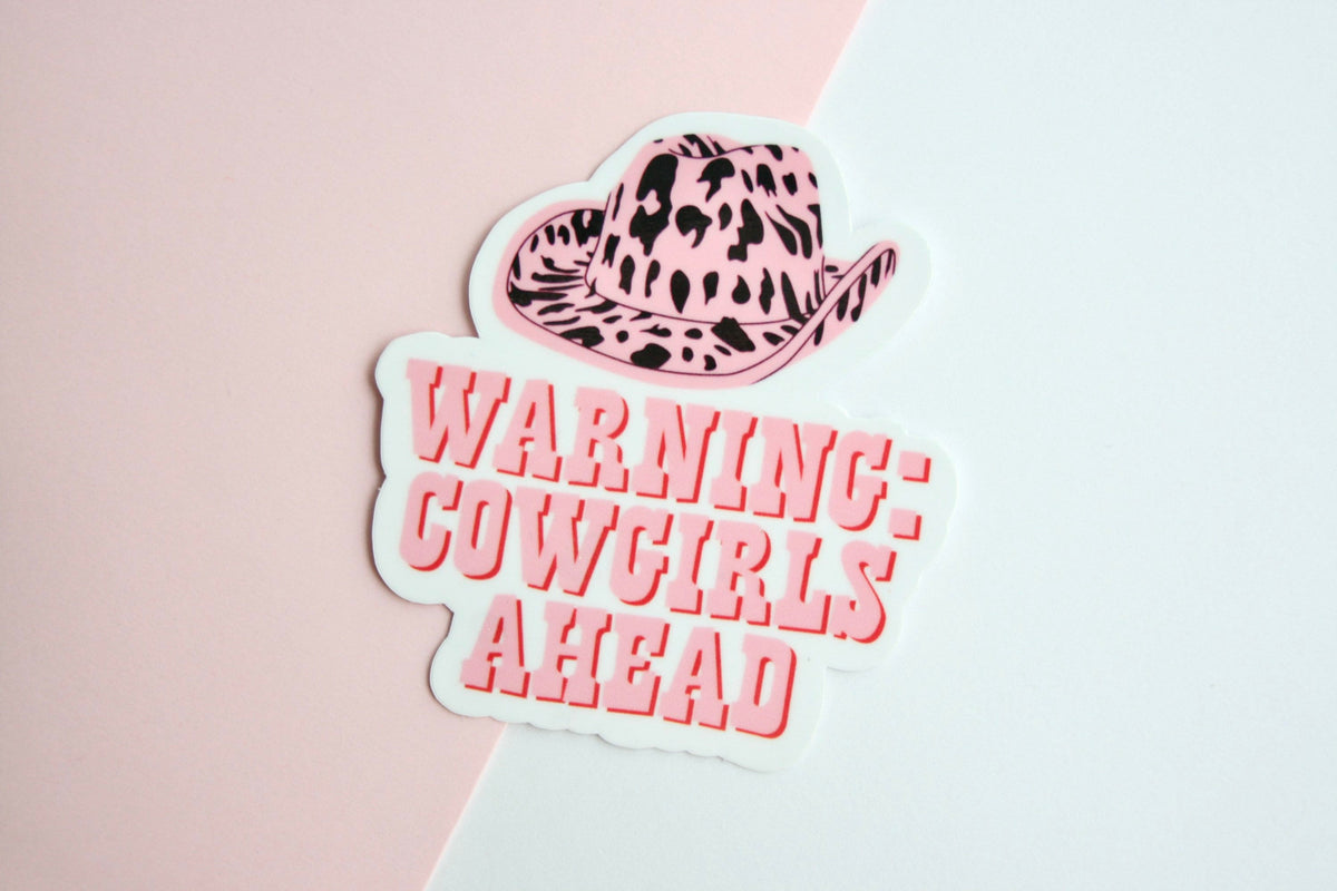 Warning Cowgirls Ahead sticker, cowgirl hat – view 2
